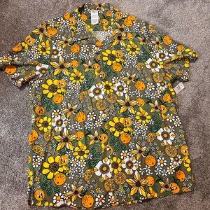 NWT Walt Disney World Orange Bird button down paisley shirt, size XL